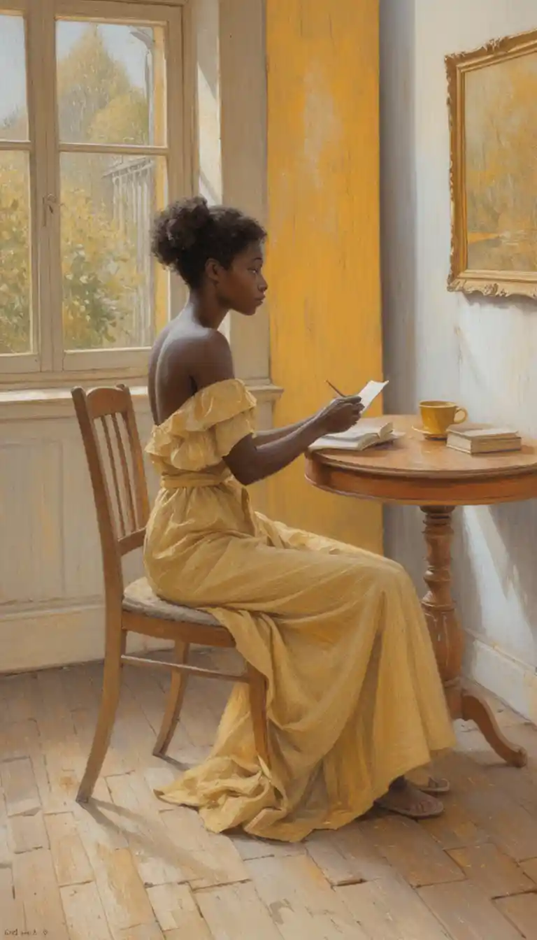 Young woman reading quietly by a sunlit window