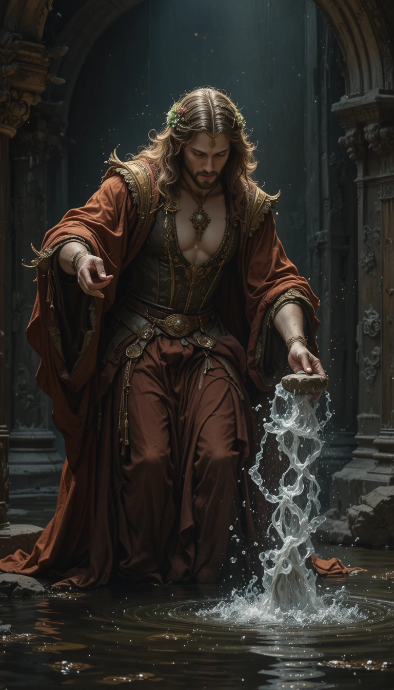 Stone Cast Into Still Water In Dramatic Baroque Style