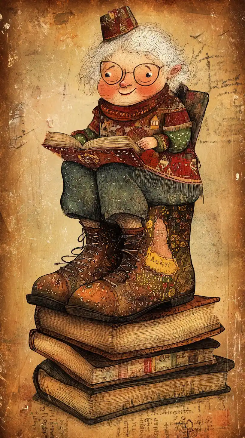 Whimsical folk art shoe house with an elderly lady