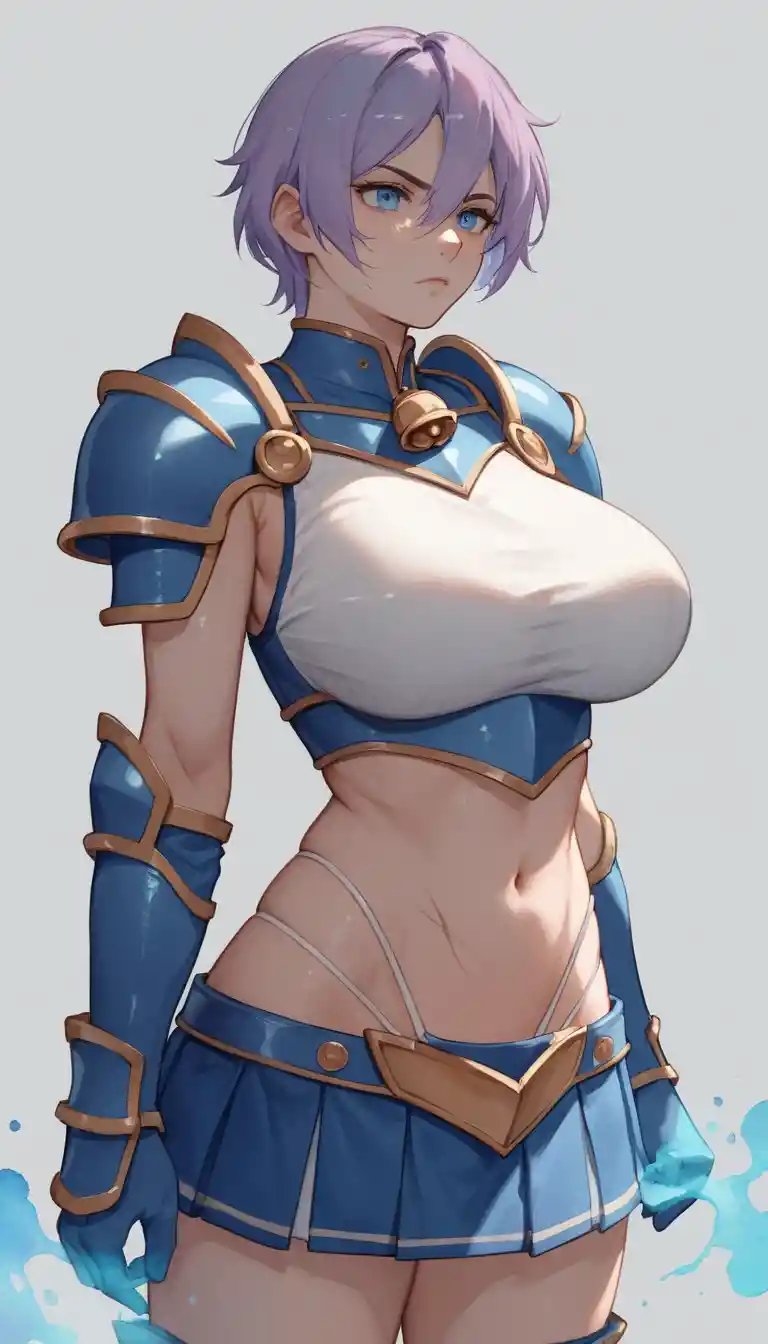 Armor clad anime heroine in revealing fantasy outfit