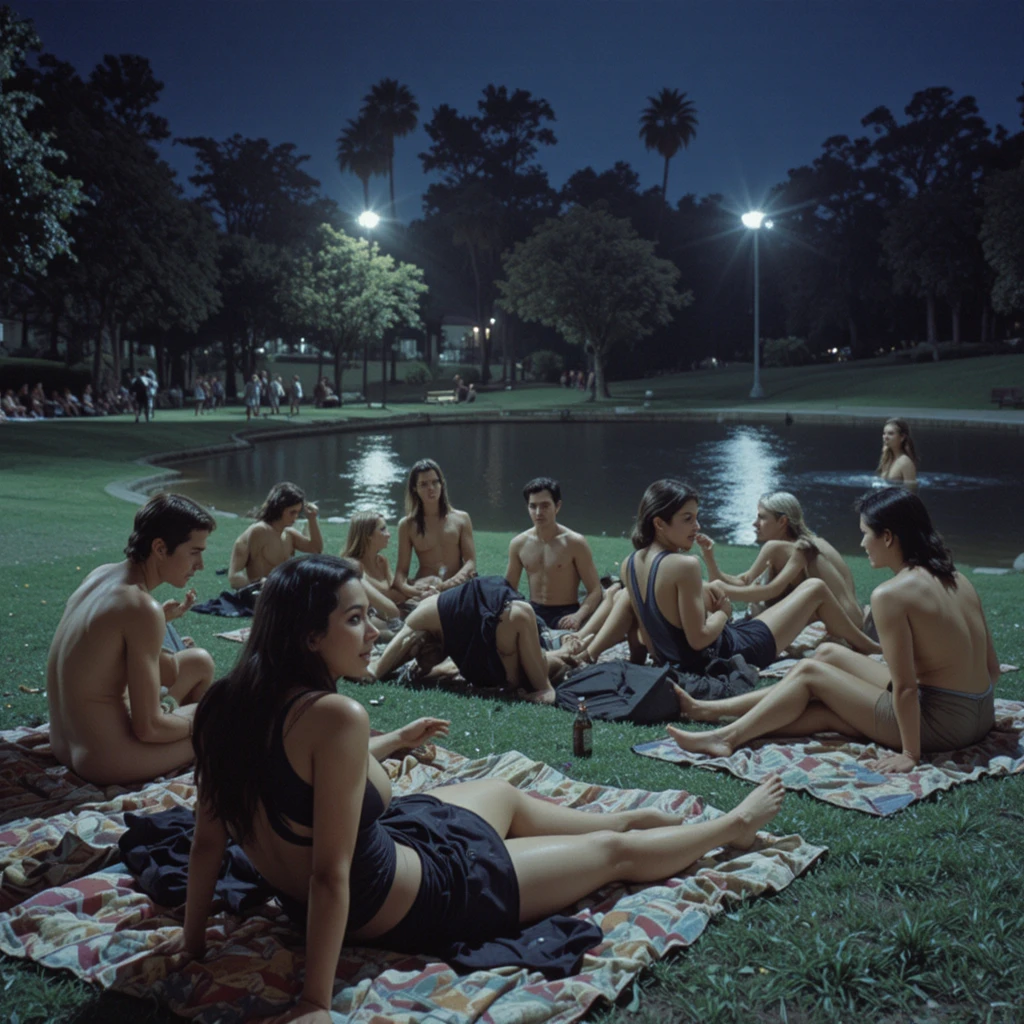 Off duty cops partying wildly in a city park at night