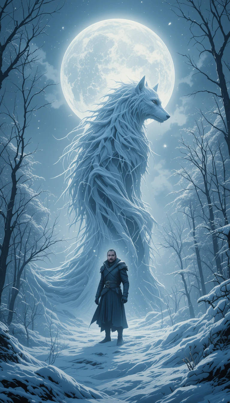Half elf rogue transforming into a wolf under moonlight