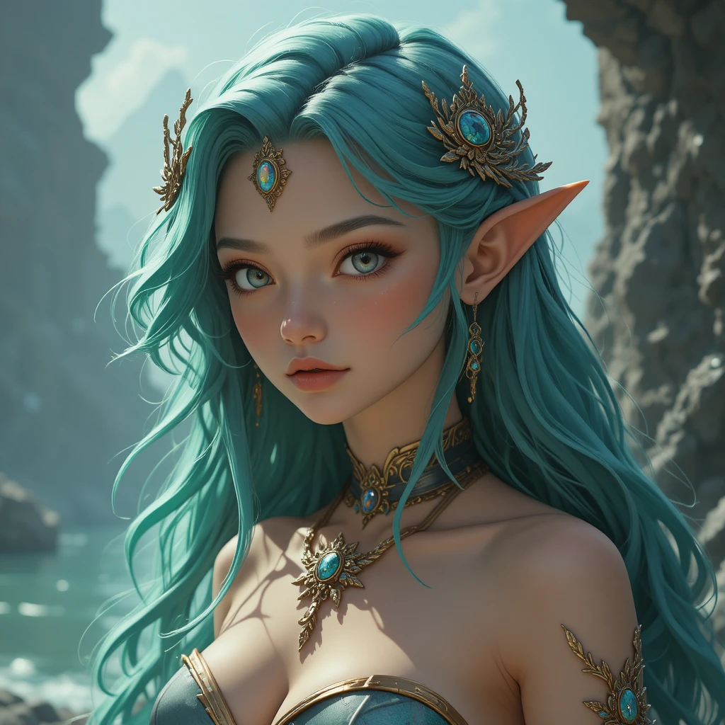 Principessa sirena adolescente in un mondo sottomarino mistico