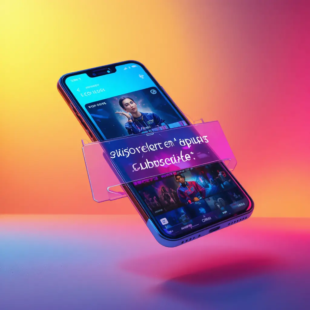 Futuristisches Smartphone mit leuchtender Premium-Content-Vorschau