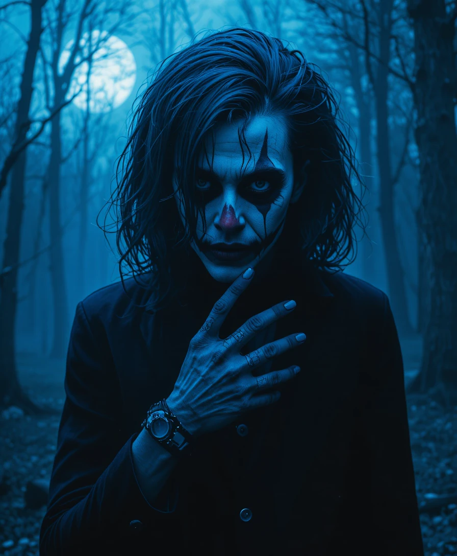 Lonely figure in a dark gothic night atmosphere