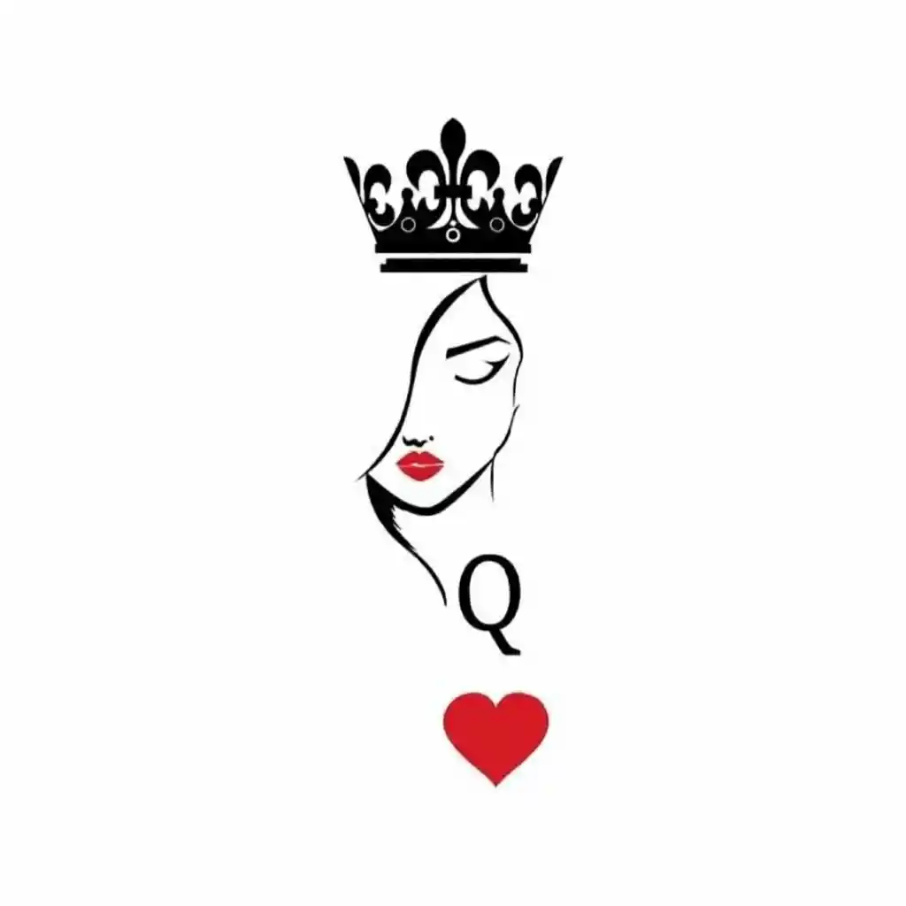 Chica minimalista reina de corazones con los ojos cerrados