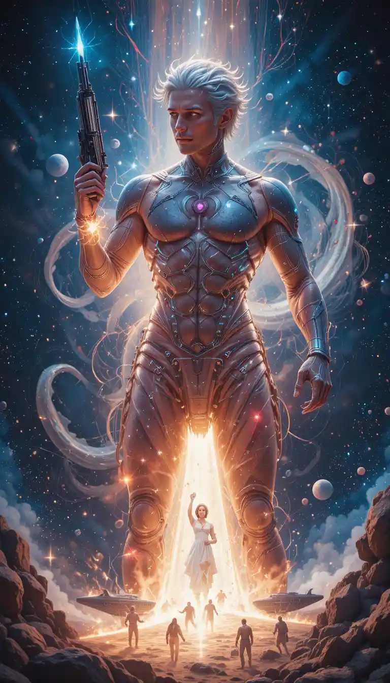 Futuristic space adventurer awakened in an artificial dream