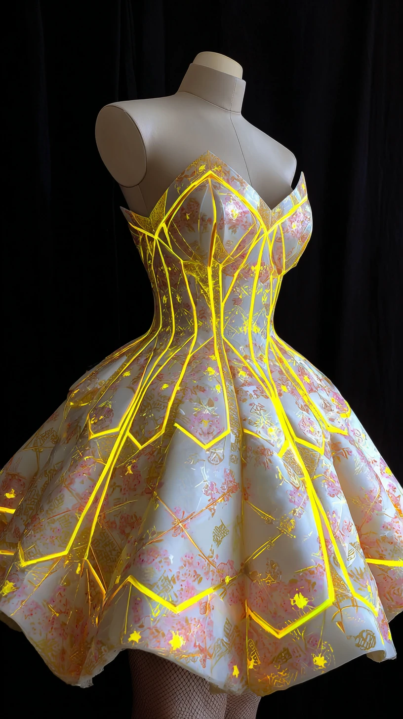 Pastel couture princess in octagonal high fashion design