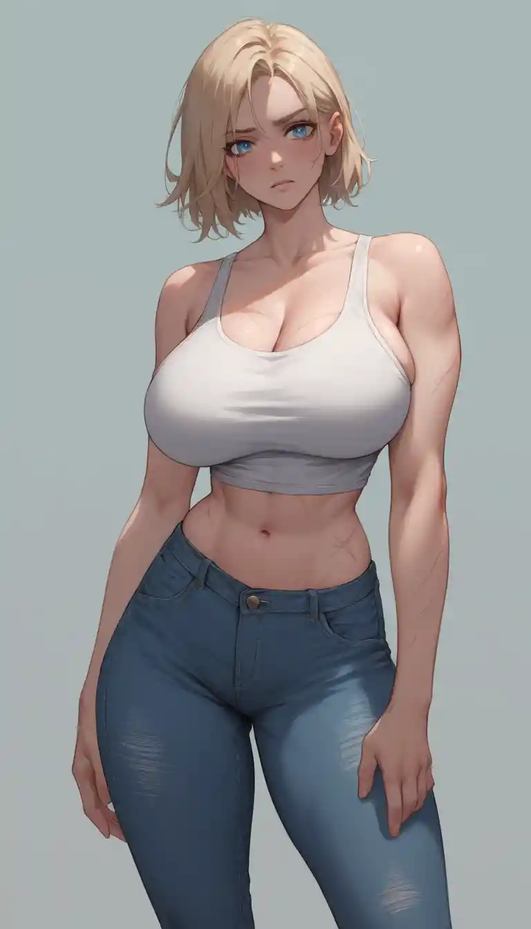 Confident anime heroine in revealing outfit before the moon
