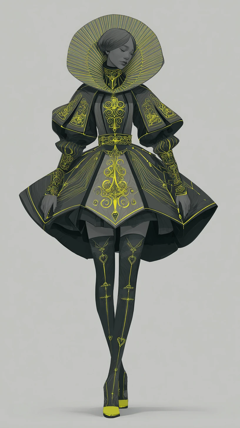Octagonal couture princess in bold pastel fashion design