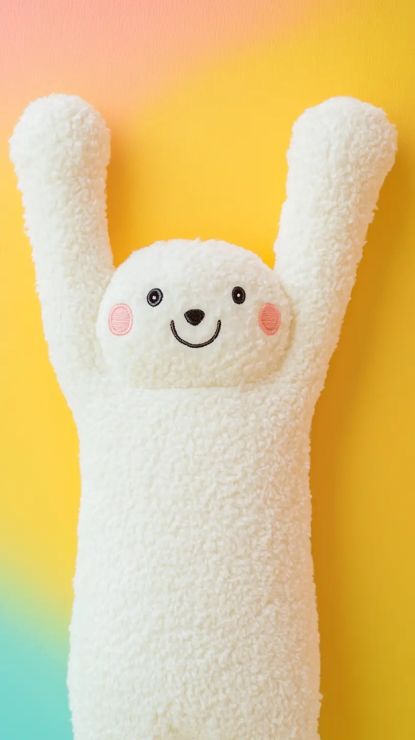 Cute Plush Hand Puppet On Bright Pastel Background
