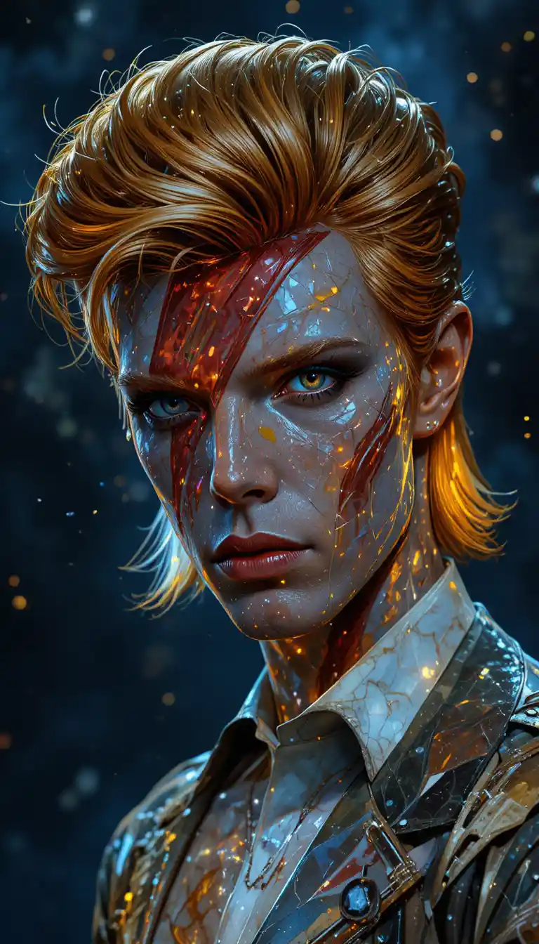 Figura di nemico cyborg sotto un lontano cielo notturno stellato
