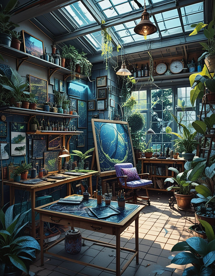 Moody artist loft studio in airy a frame solarium
