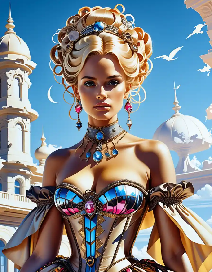 Mystical Enchantress In Lavish Rococo Mansion Interior