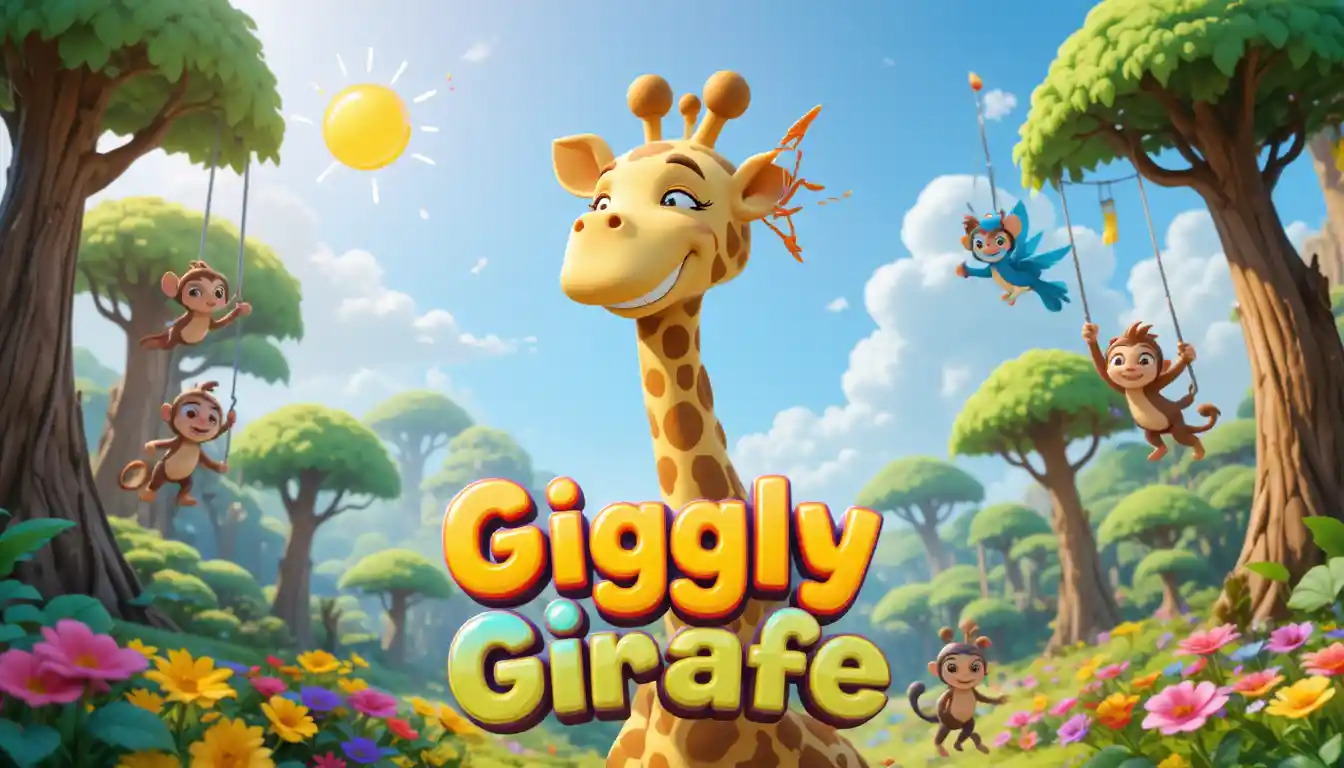 Giraffa 3D gioiosa che ride in una giungla soleggiata