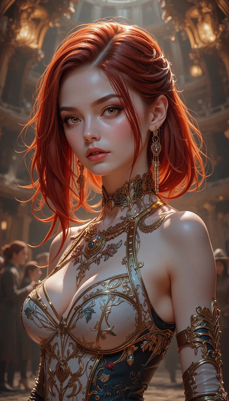 Female hisoka inspired figure in a mystical arena