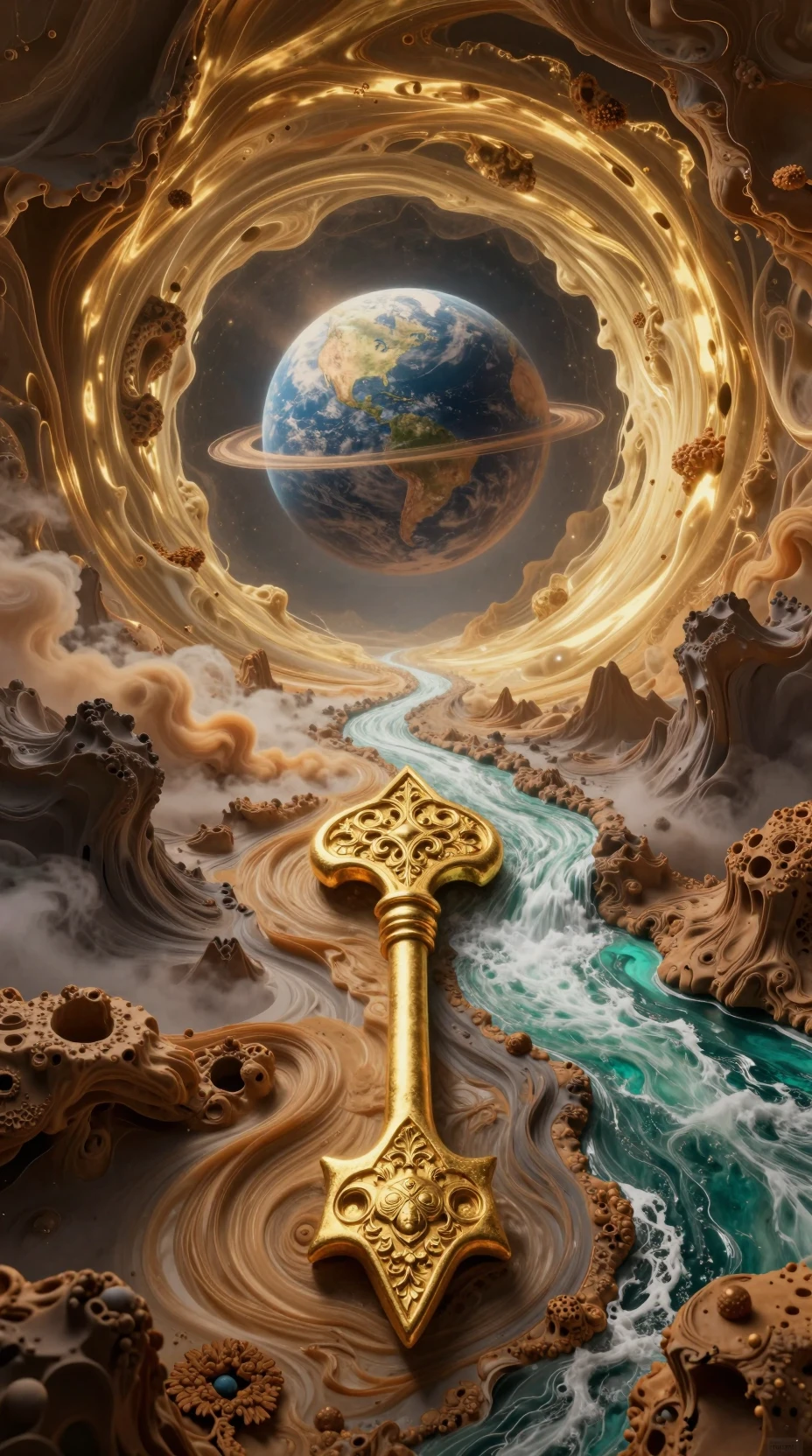 漂浮球體與黃金鑰匙的超現實宇宙傳送門