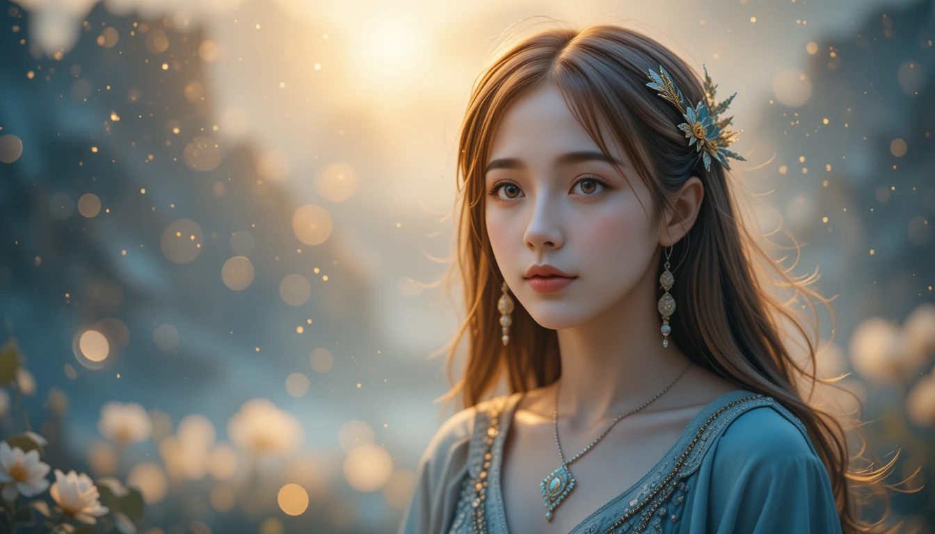 Dreamy cinematic illustration of ethereal heavenly soundscapes