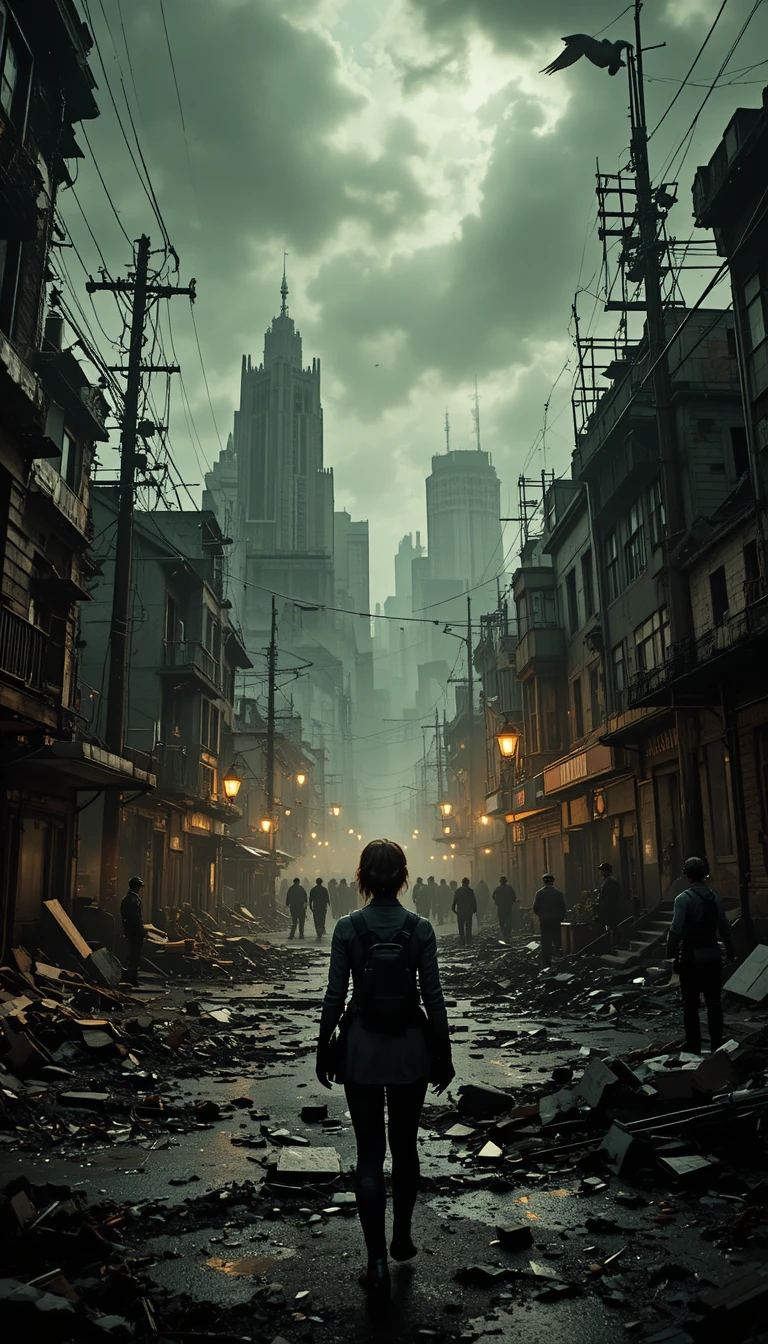 Lone FBI agent exploring the ruins of Raccoon City