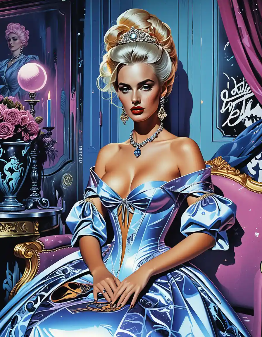 Pintura de una hechicera seductora en un fastuoso estudio victoriano