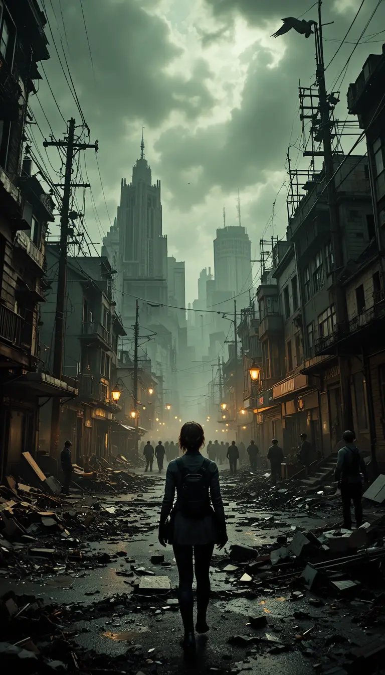 Lone FBI agent exploring the ruins of Raccoon City