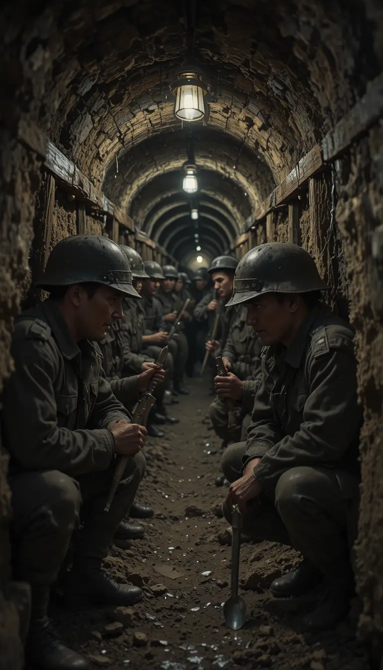 World War II prisoners digging a secret escape tunnel