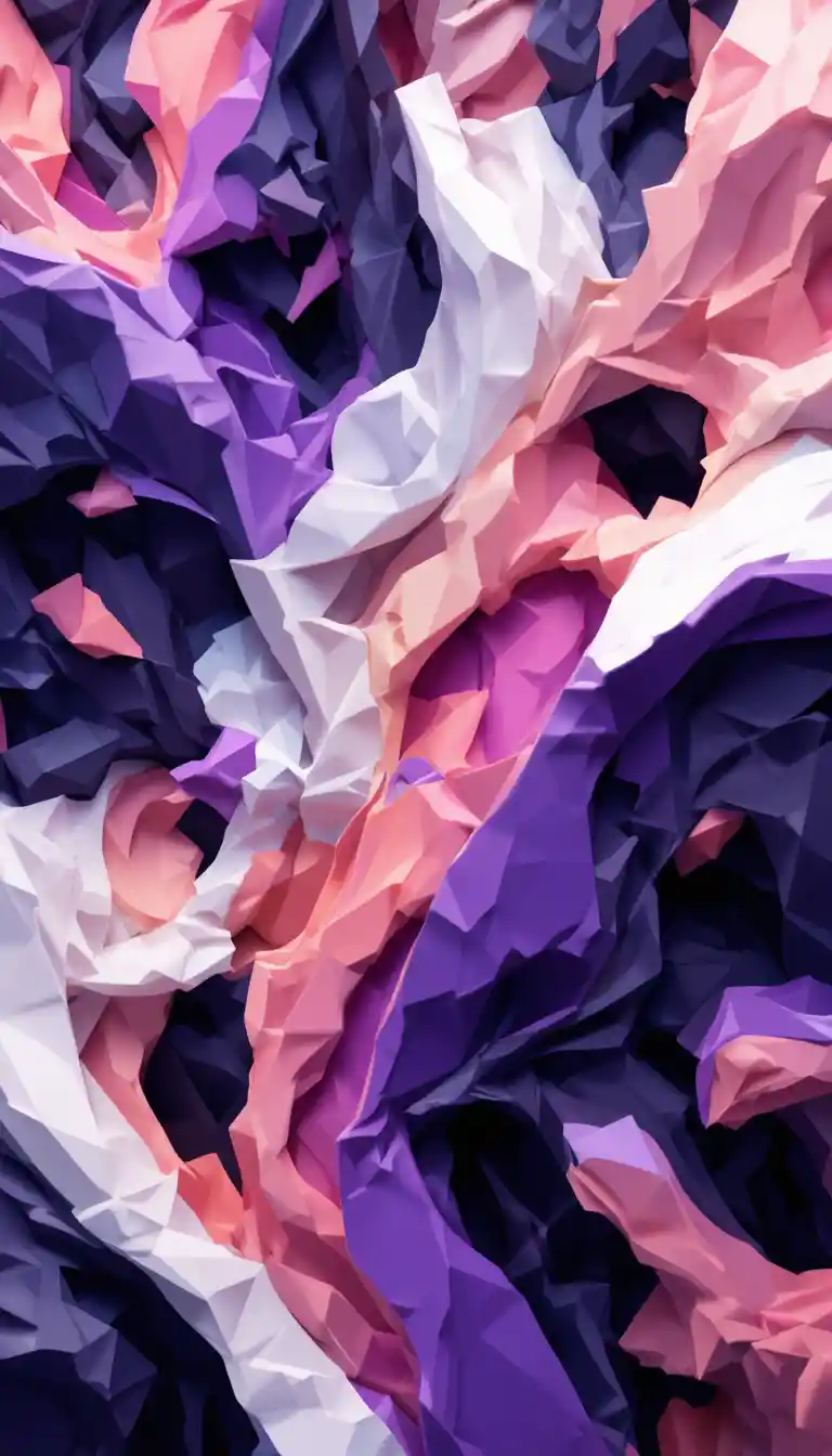 Colorato motivo geometrico 3D in toni viola e pesca