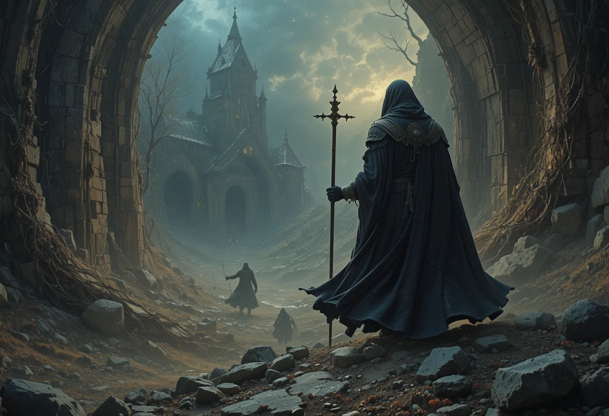 Dark wanderer carrying a cursed song through shadows
