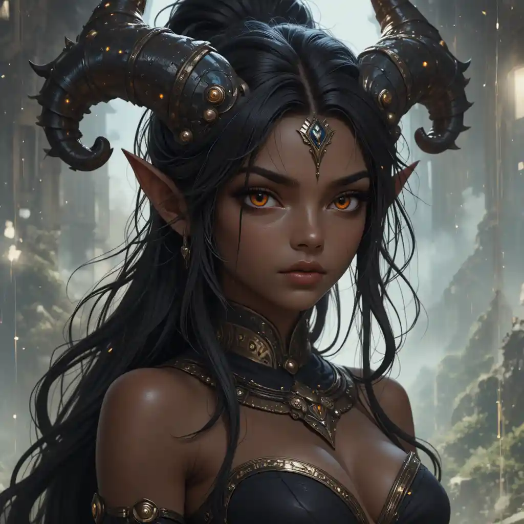Young demon enutrof girl in a Wakfu inspired fantasy world