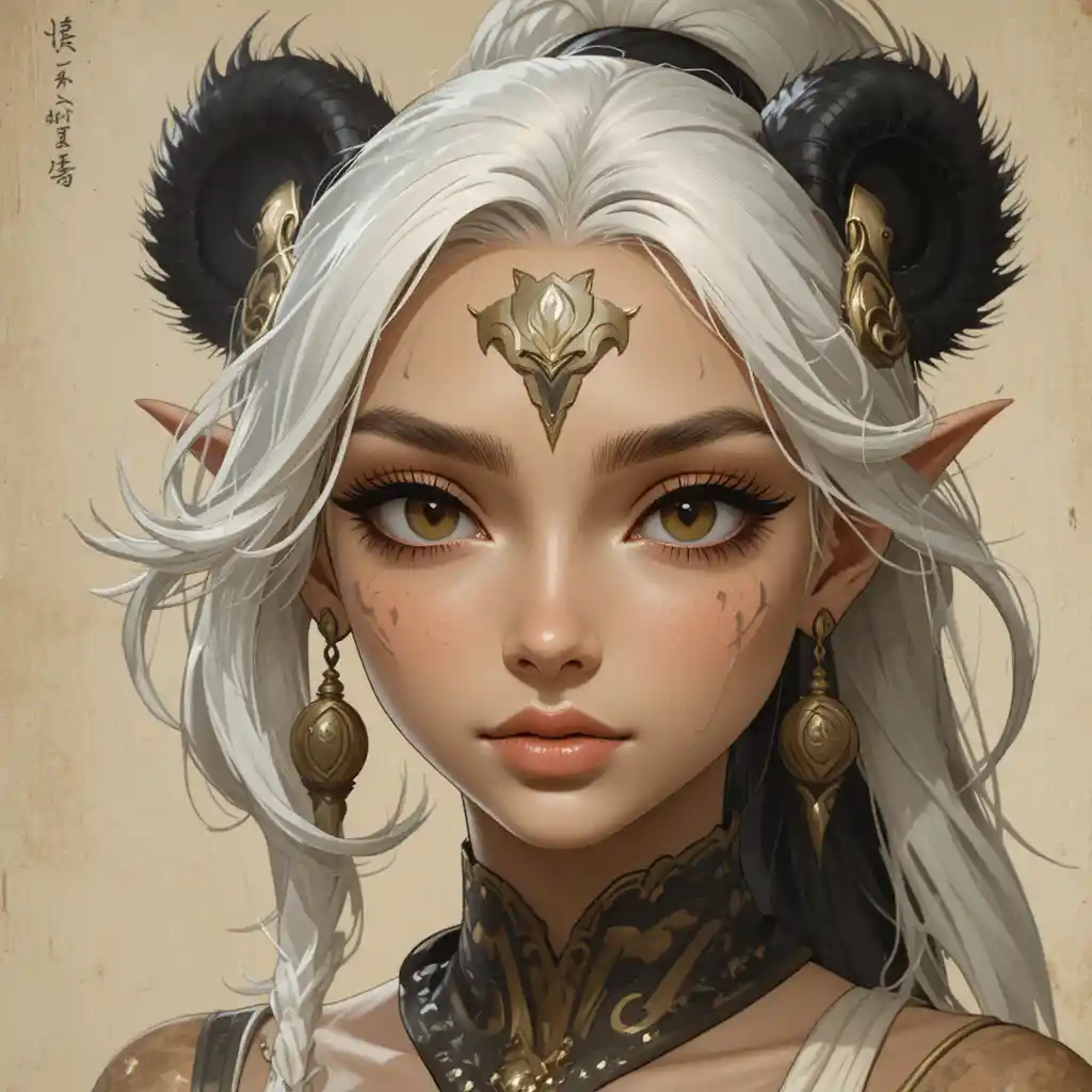 Young panda marked girl from a Wakfu inspired world