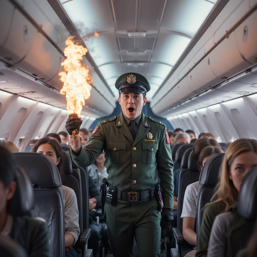Flugbegleiterin hält Feuer in überfüllter Flugkabine