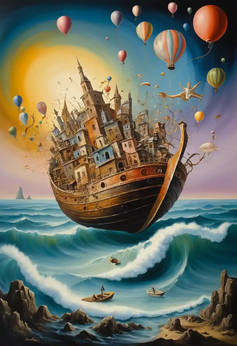 Surreal abstract painting of joy and spiritual exhilaration