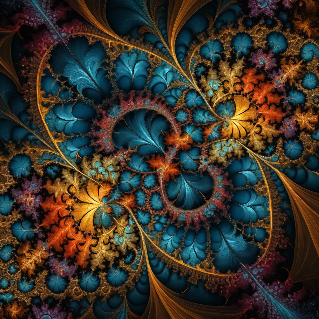 Colorful abstract fractal artwork with intricate self similar patterns