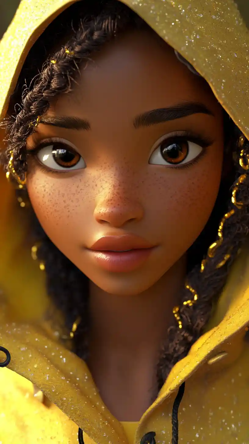 Primo piano in stile Pixar di una giovane donna