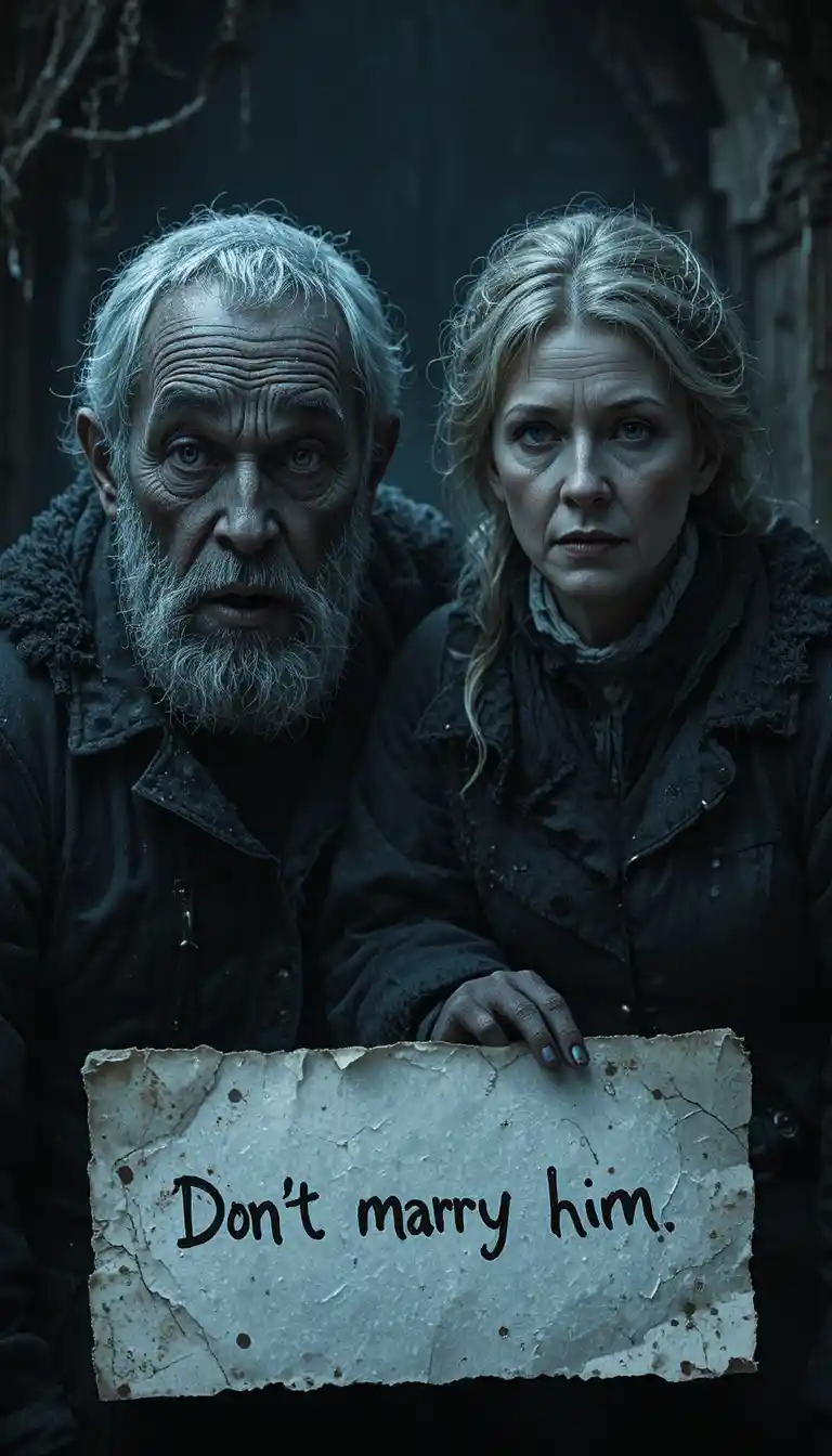 Dark family portrait with a threatening atmosphere at home