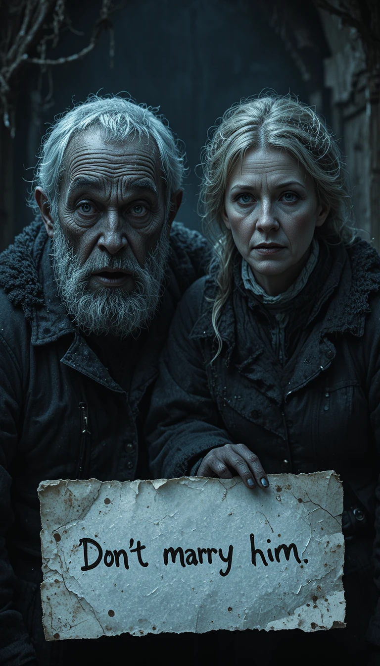 Dark family portrait with a threatening atmosphere at home