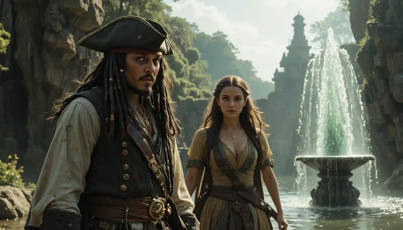 Pirate captains sailing together on a perilous sea quest