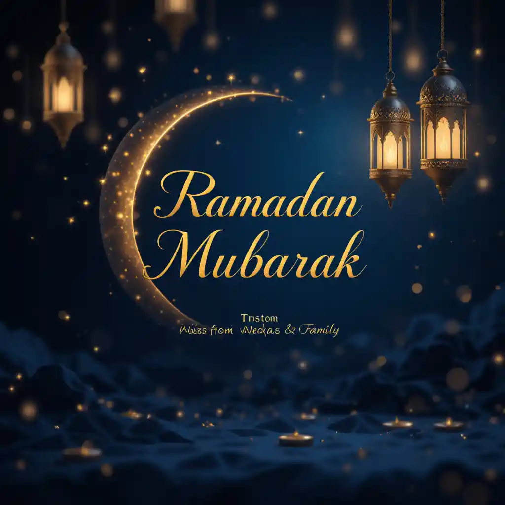 Luxury Ramadan greeting with glowing crescent moon design