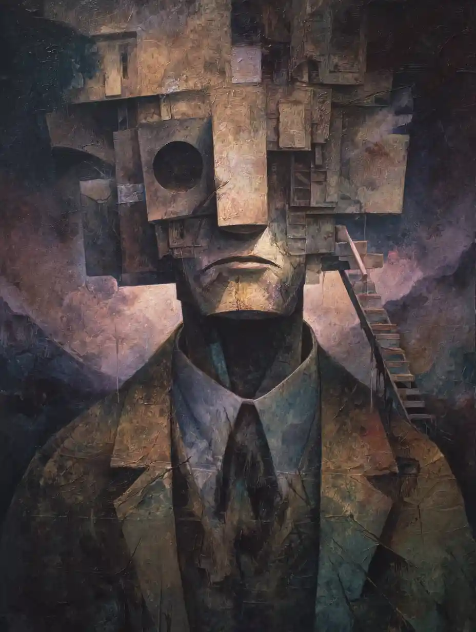 Dark expressionist vision of final ruin and emotional collapse