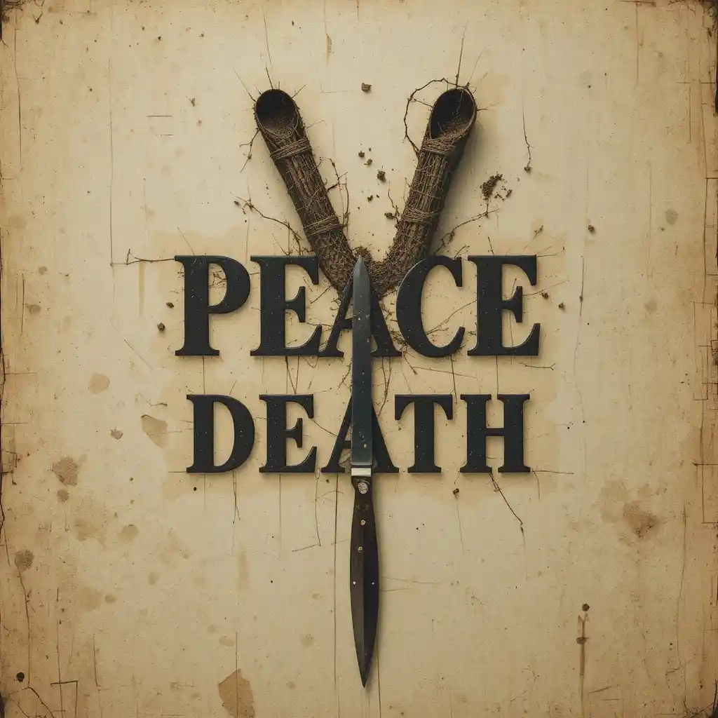 Póster de película gráfico con el llamativo título gótico en negrita Peace Death