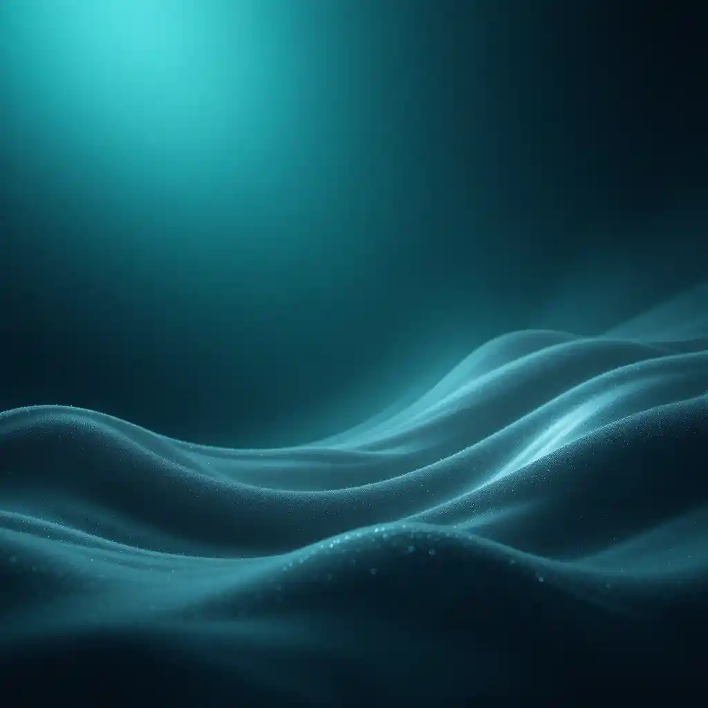 Abstract teal and silver gradient with soft flowing waves