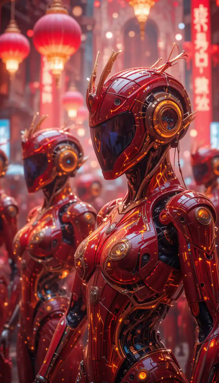 Humanoids Celebrate New Year In A Futuristic Cyber City