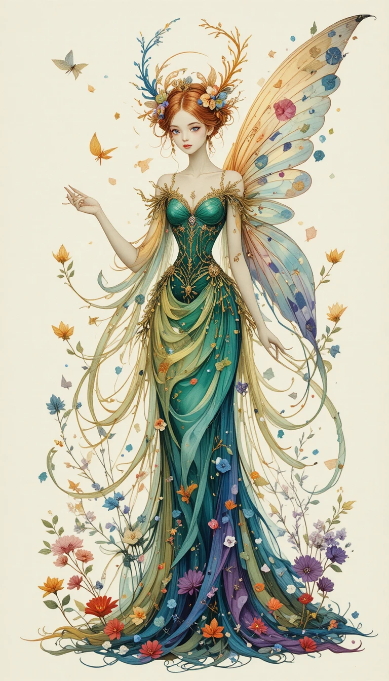 Elegant nature fairy spirit on a pure white background