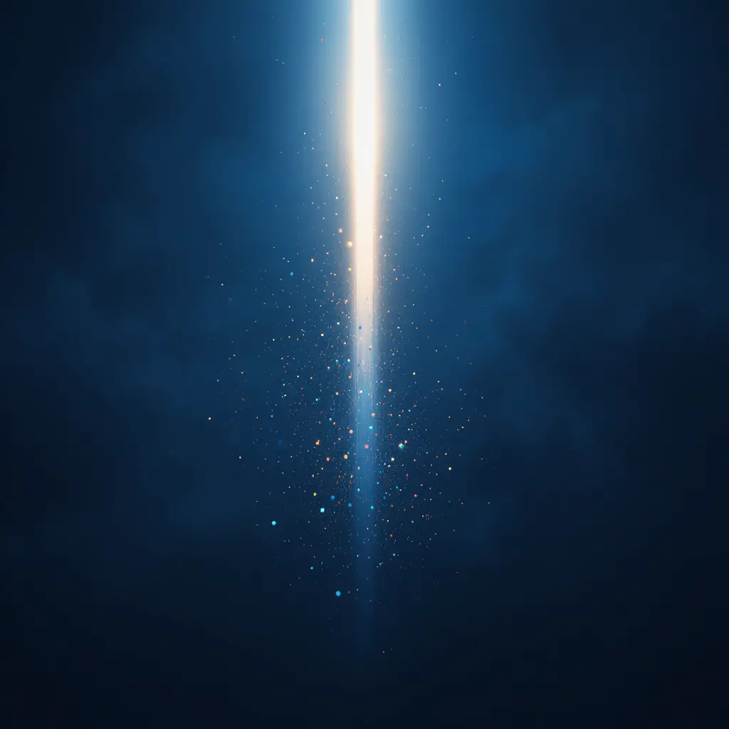 Deep blue abstract background with central glowing light beam