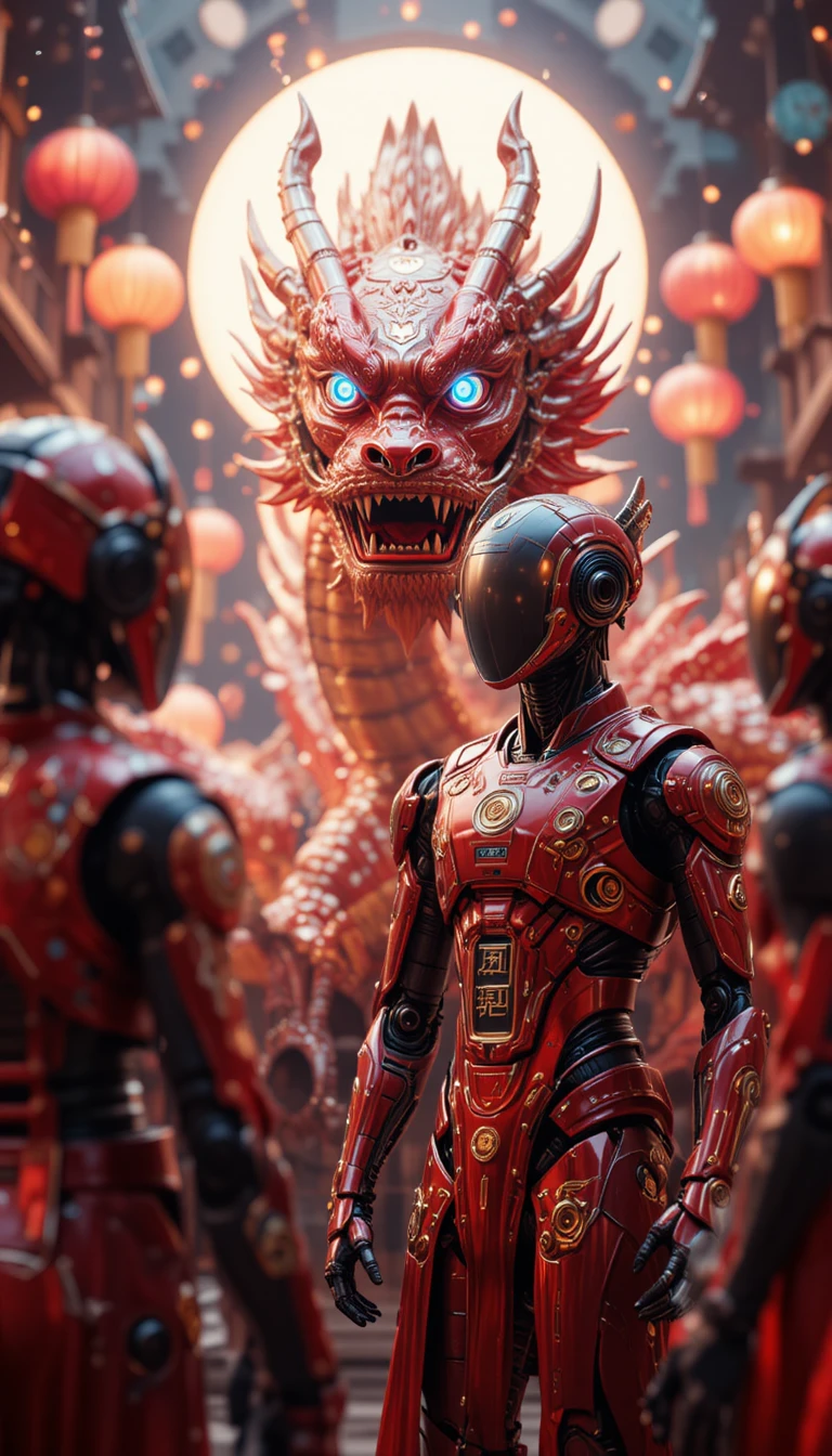 Cybernetic festival celebrating chinese new year with robots