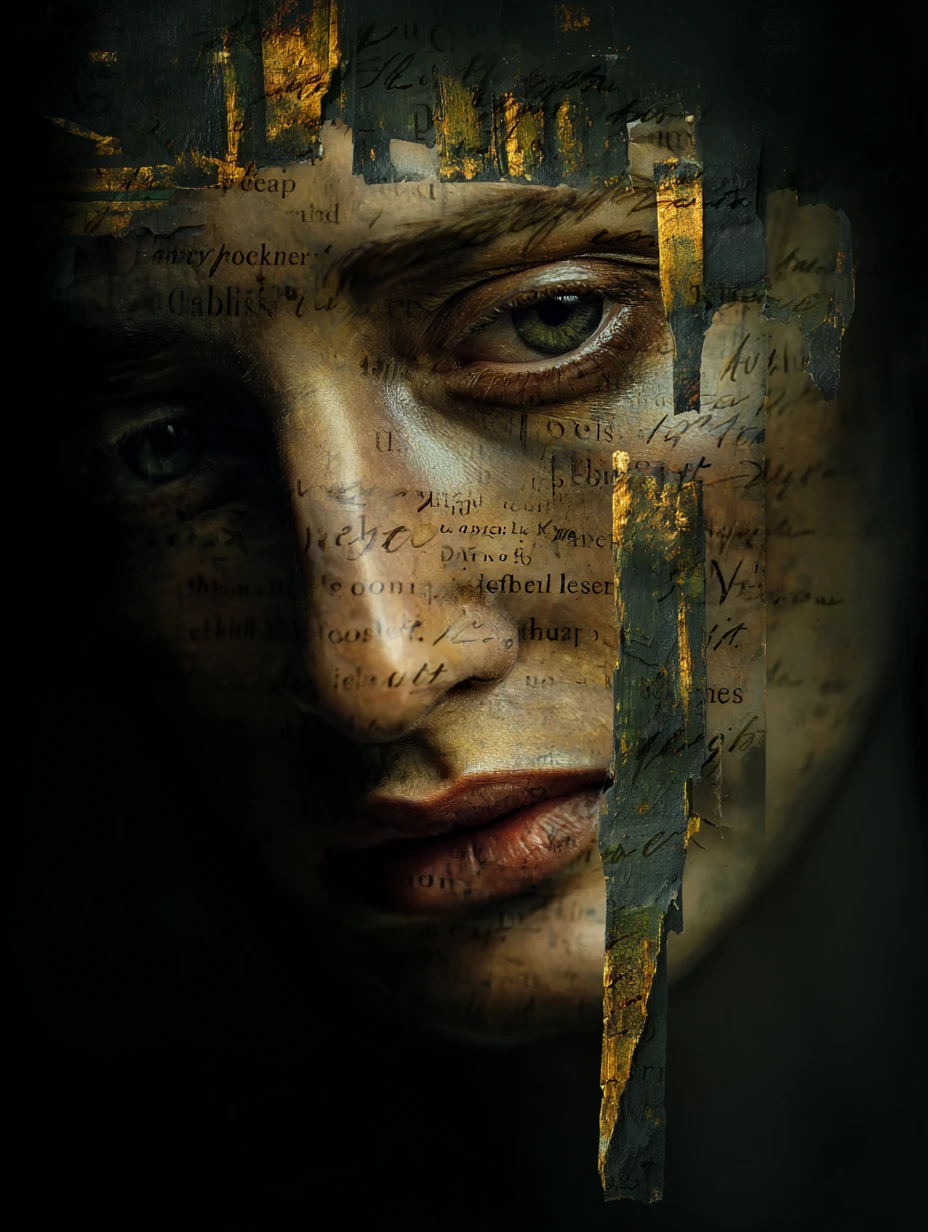 Dark emotional expressionist painting with deep symbolic drama