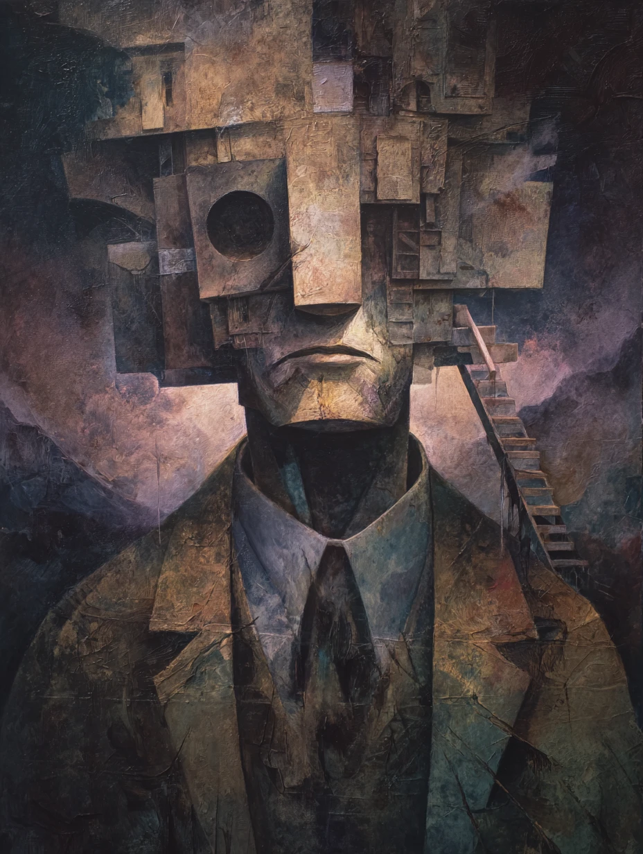 Dark expressionist vision of final ruin and emotional collapse