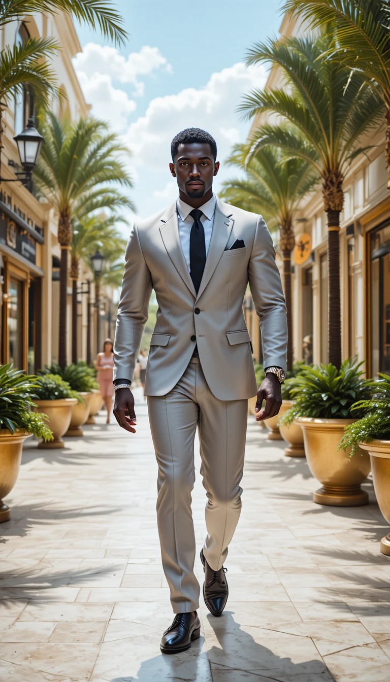 Confident stylish kingly man in luxury shopping plaza