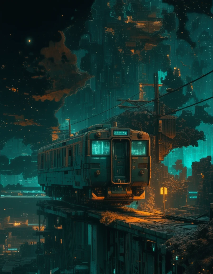 Industrial frigate spaceship drifting through teal deep space