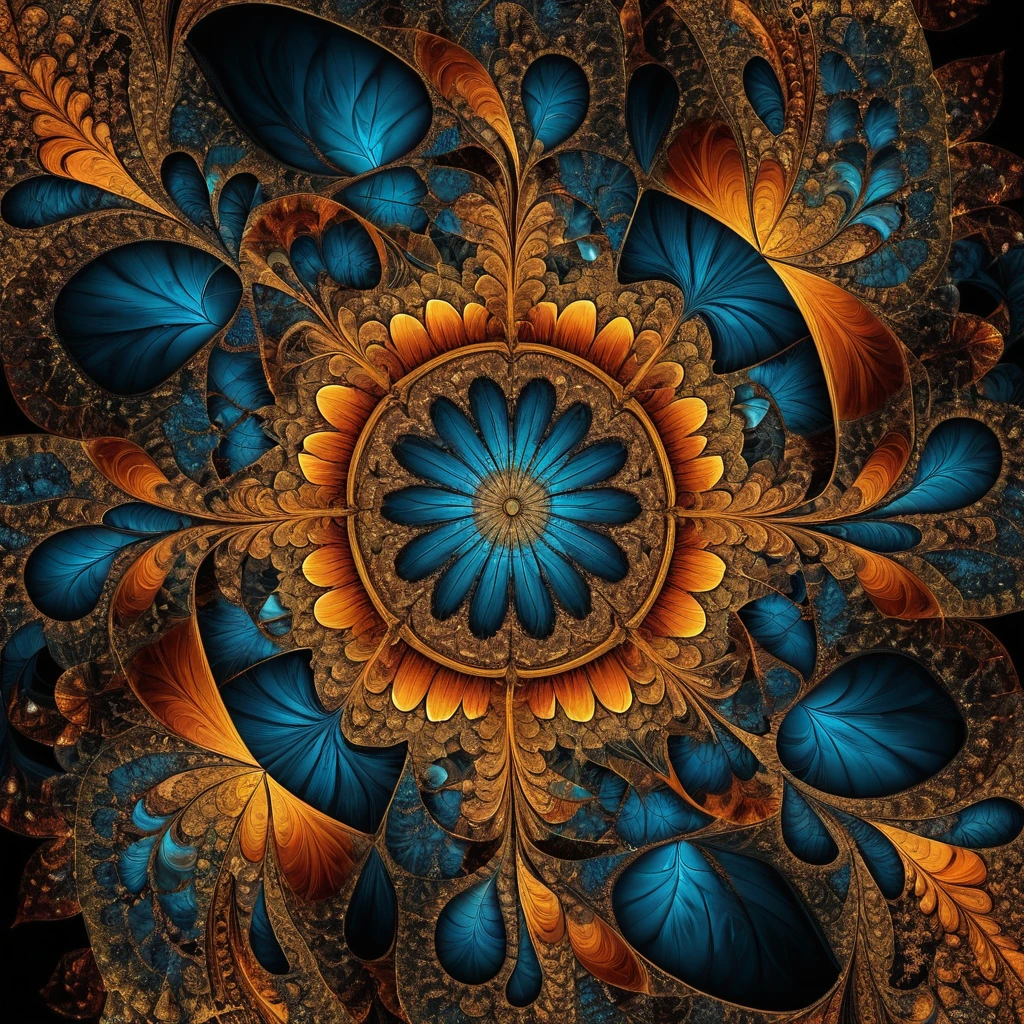 Diseño fractal geométrico vibrante con intrincados patrones repetitivos
